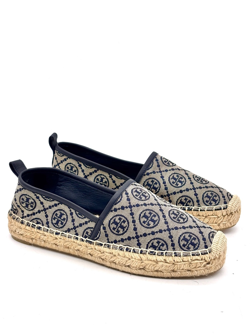 Tory Burch T Monogram Navy Blue Espadrilles